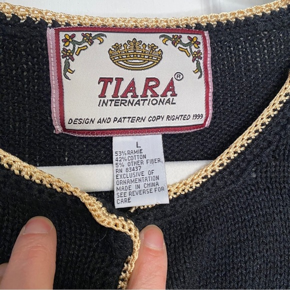 Vtg 1999 Tiara International 2000 Star Print Knit Cardigan Sweater Size Large - Picture 7 of 7